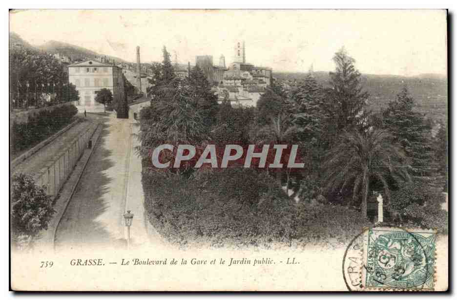 Grasse CPA Le boulevard de la gare et le ajrdin public
