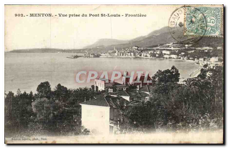 Menton - Vue prise du Pont Saint Louis - Frontiere - CPA 