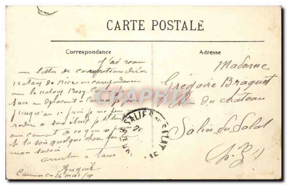 Le Cannet CPA Collages Marjolaine et boulevard Gambetta — Rückseite