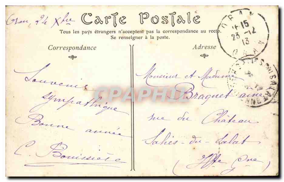 CPA La Turbie — Rückseite