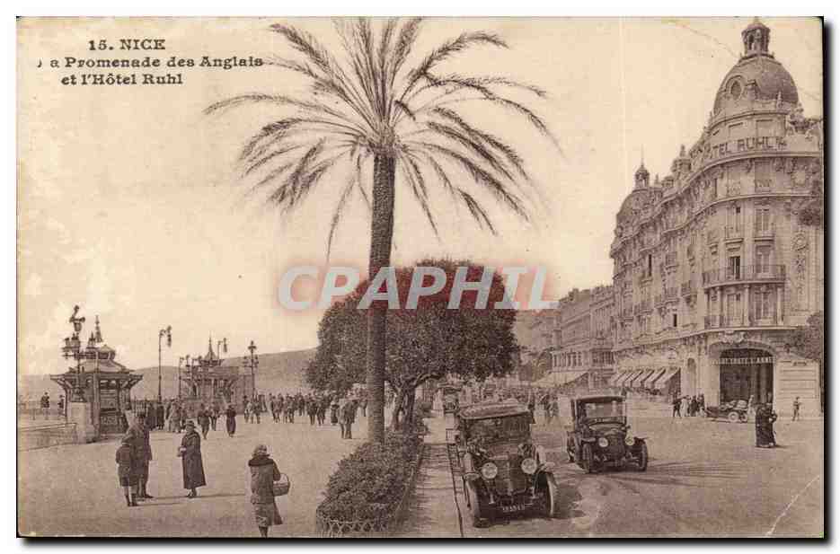 Nice CPA la promenade des anglais et l'hotel Ruhl
