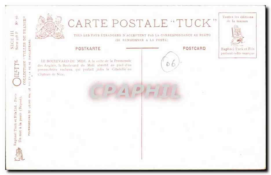 Nice CPM Le boulevard du Midi et la jetee promenade — Rückseite