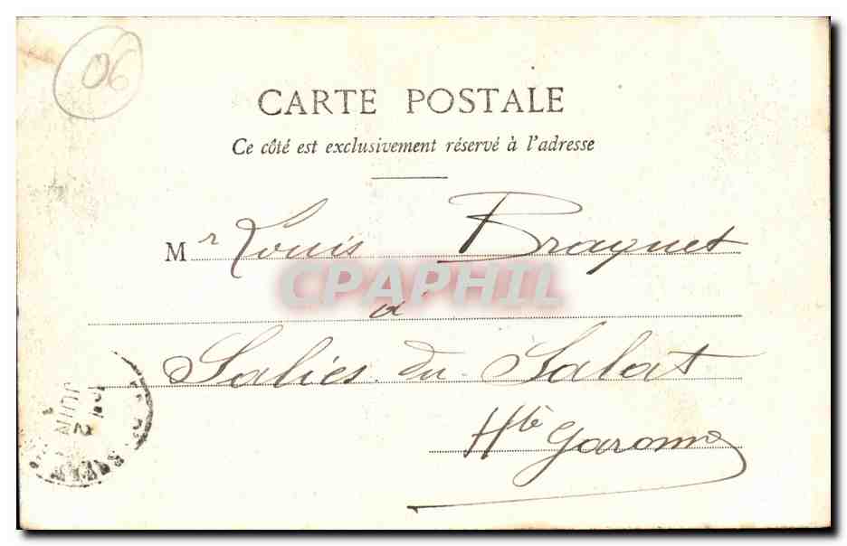 Nice CPA Hotel de la Mediterranee et Hotel Westminster (automobile et caleche) — Rückseite