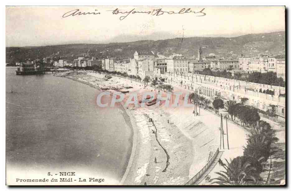 Nice CPA Promenade du Midi la plage