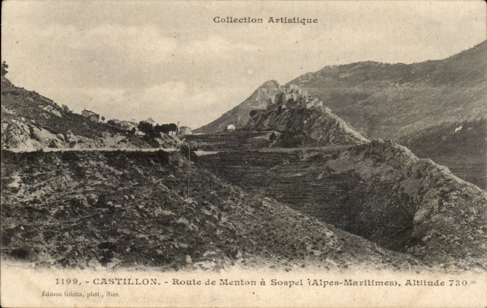 Castillon CPA Route de Menton a Sospel 