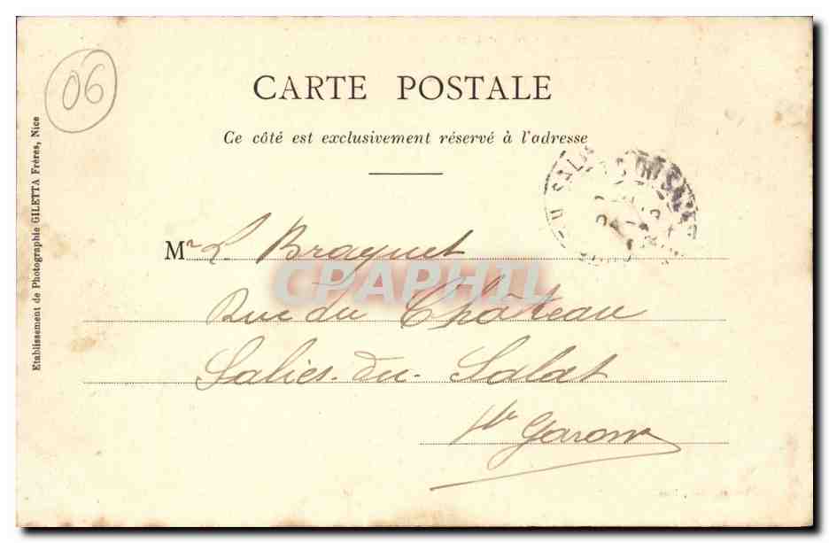 Carros - Ligne du Sud de la France - Excursion aux Environs de Nice - CPA  — Rückseite