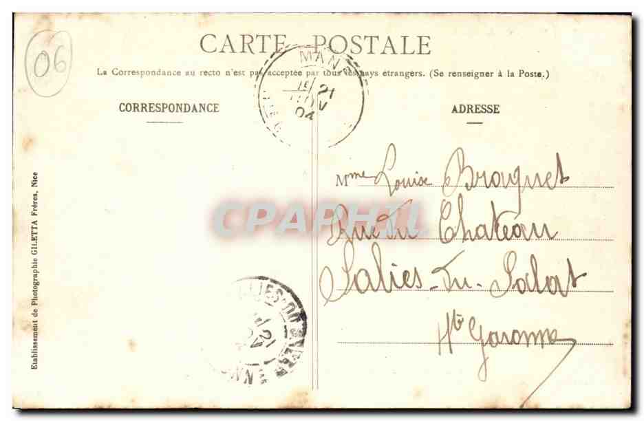 Nice - Avenue de la Gare - Credit Lyonnais (banque bank) - CPA  — Rückseite