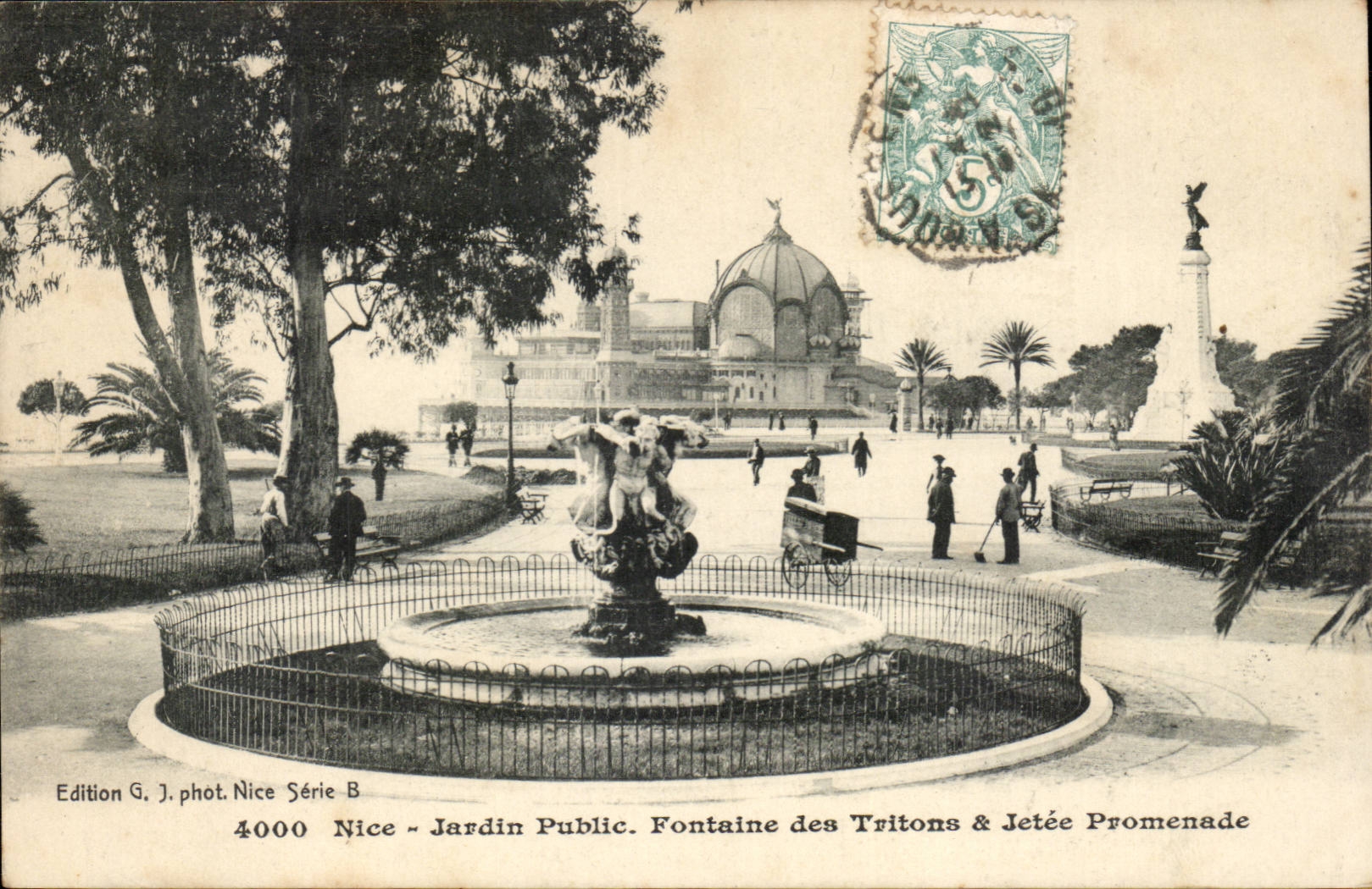 Nice - Jardin Public - Fontaine des Tritons et Jetee Promenade - CPA 