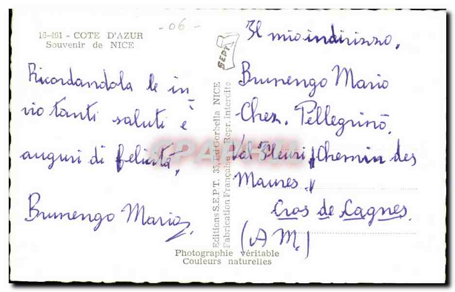 Nice - Souvenir de Nice - CPA  — Rückseite