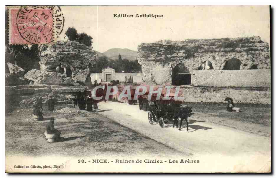 Nice - Ruines de Cimiez - Les Arenes - cheval - horse - CPA 
