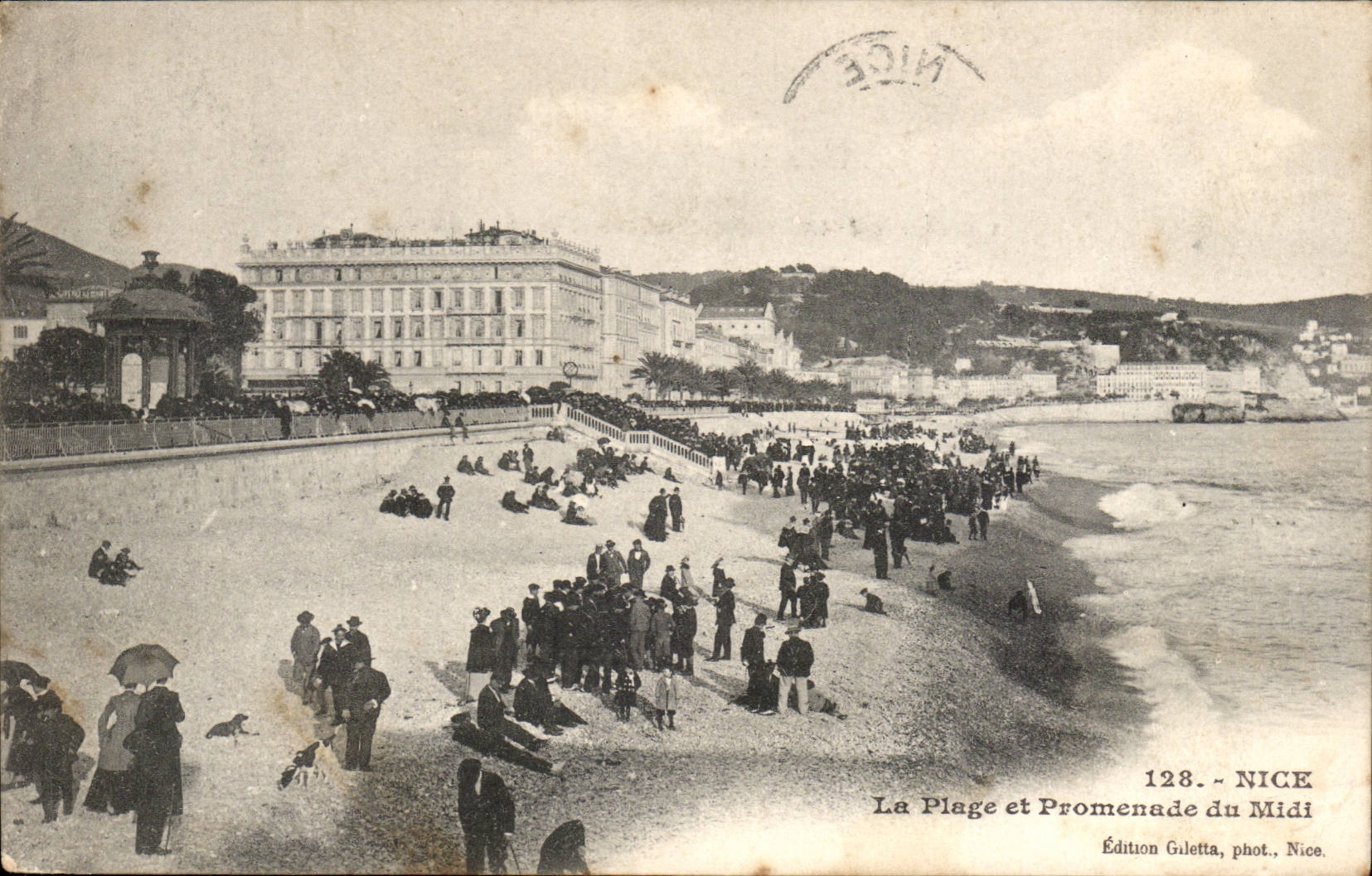 Nice CPA La plage et la promenade du Midi