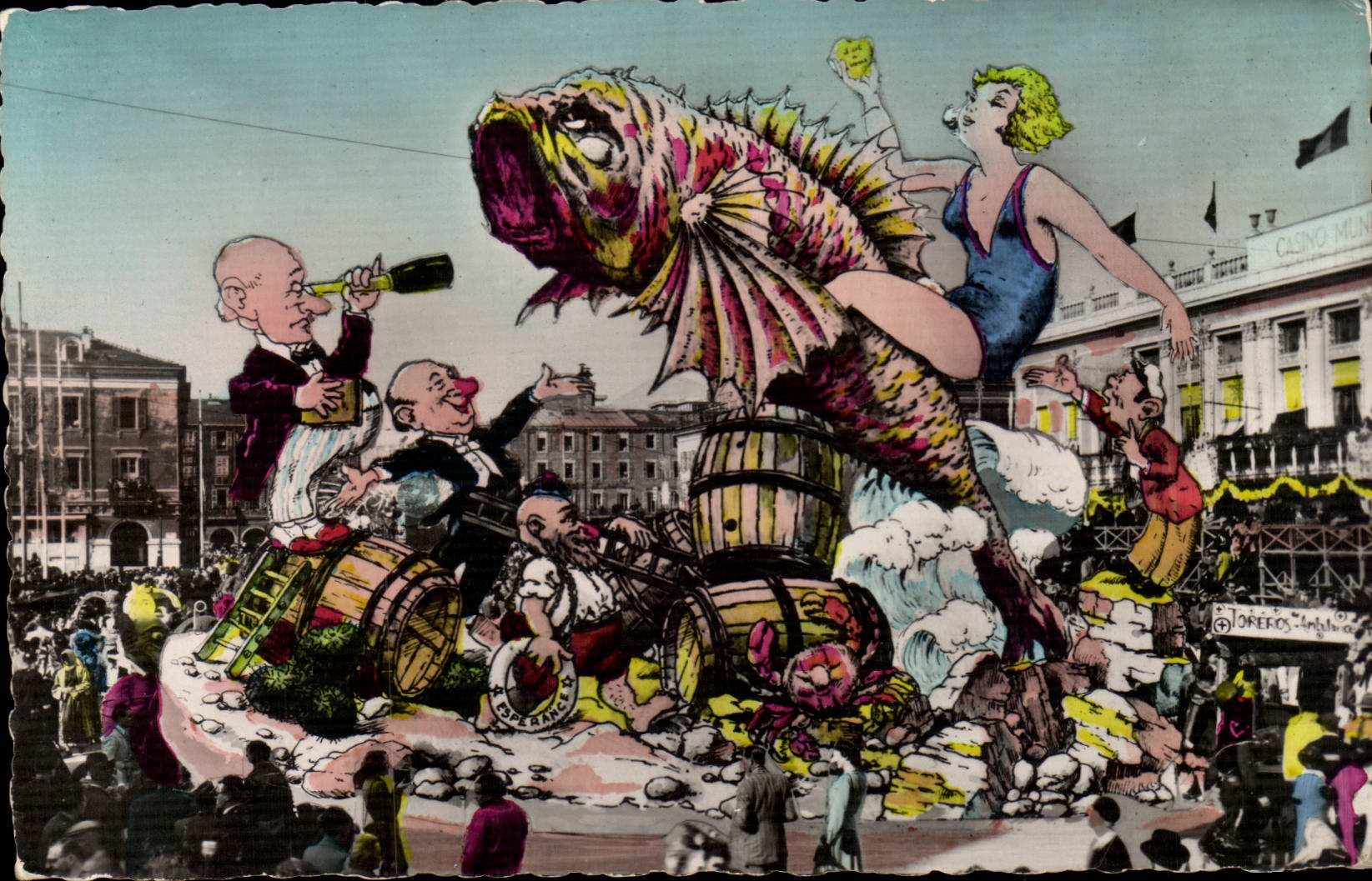 Nice CPM Carnaval 1955 Char n°1 Qui s'y frotte s'y pique