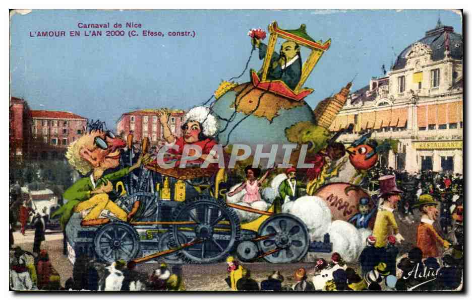 Nice CPA CArnaval L'amour en l'an 2000