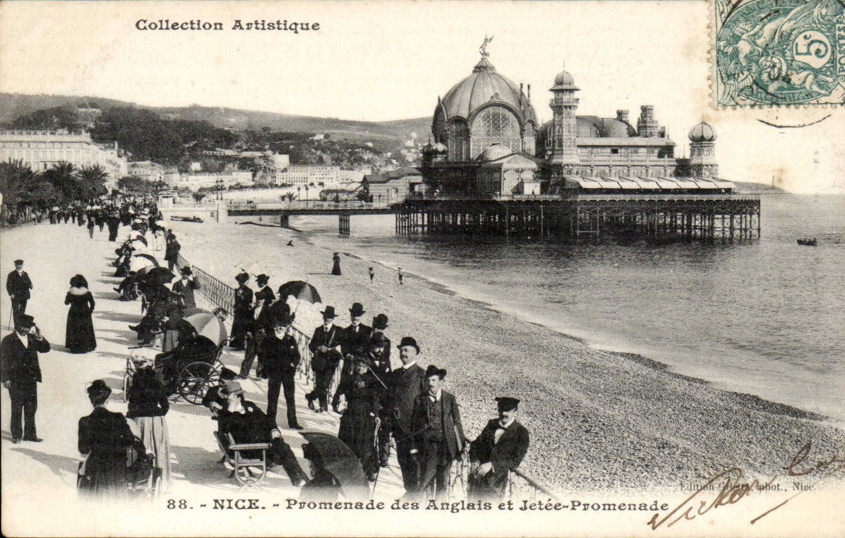 Nice CPA Promenade des anglais et jetee promenade