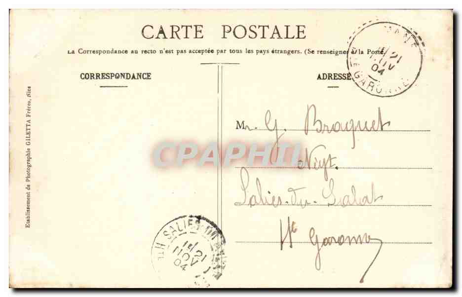 Nice CPA Promenade des anglais et jetee promenade — Rückseite