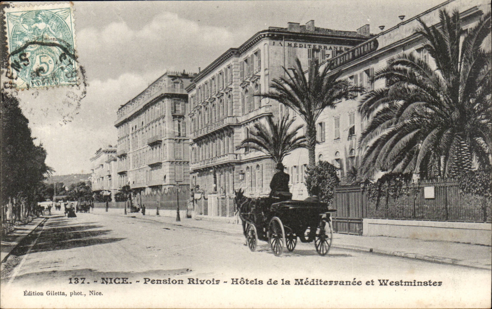 Nice CPA Pension Rivoir Hotels de la Mediterranee et Westminster