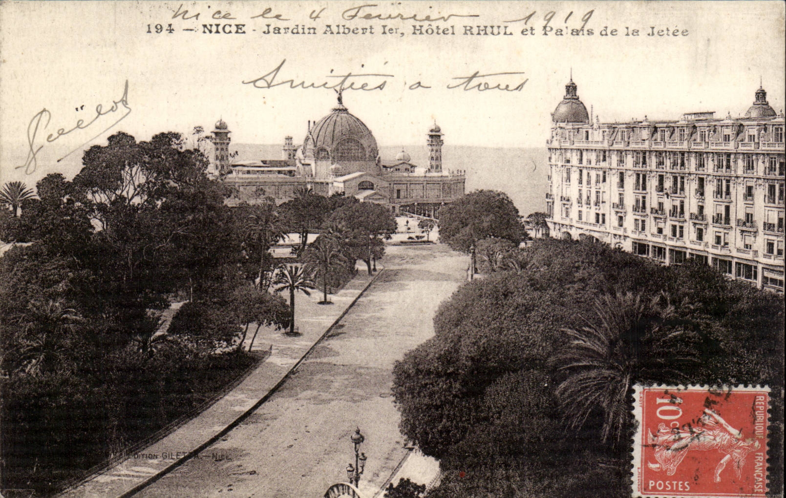 Nice CPA Jardin Albert 1er Hotel Ruhl et palais de la jetee