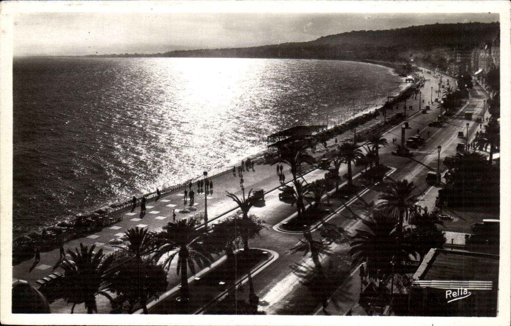 Nice CPA Coucher de soleil sur la promenade des anglais 