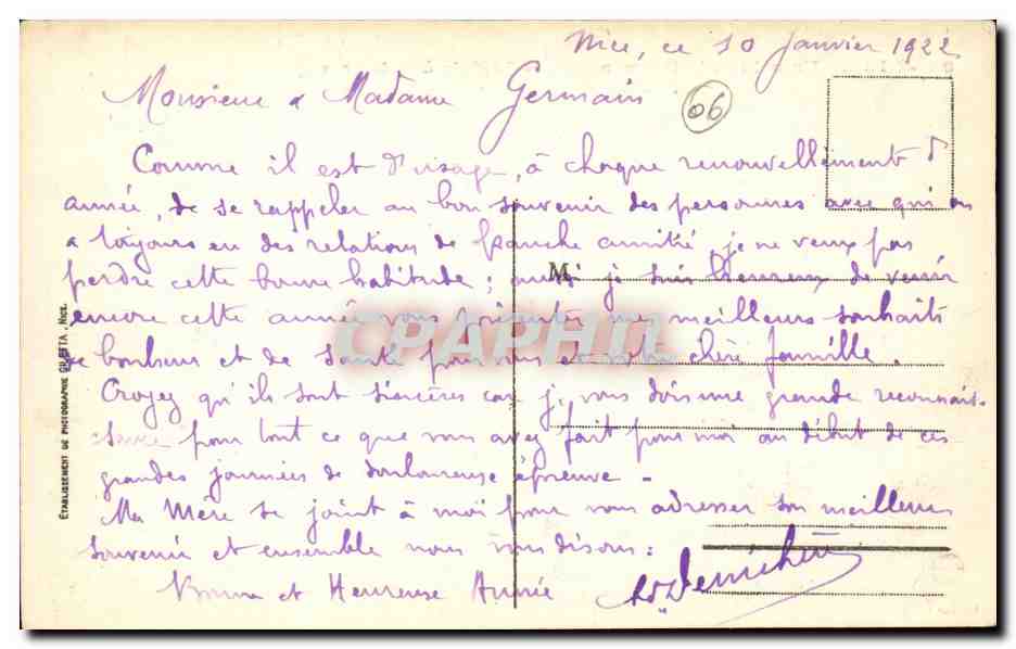 Nice CPA Un coin de la promenade des anglais a 11 heures Bain de soleil — Rückseite