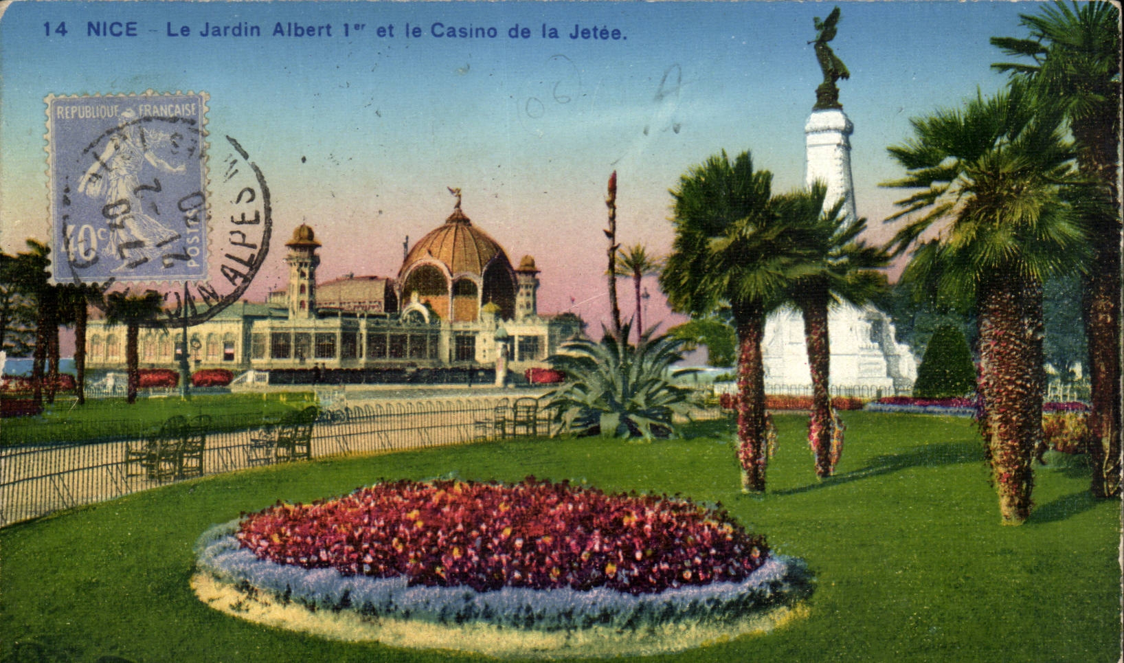 Nice CPA Le jardin Albert 1er et le casino de la jetee