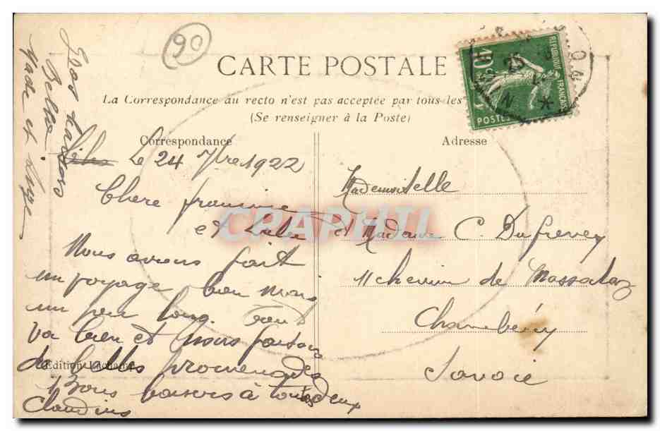 Juan-les-Pins — Boulevard du Littoral — édition C. Duverney — Rückseite