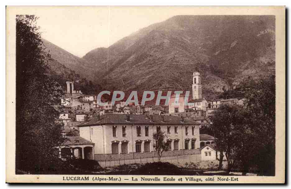 Luceram CPA La nouvelle ecole et village cote Nord Est