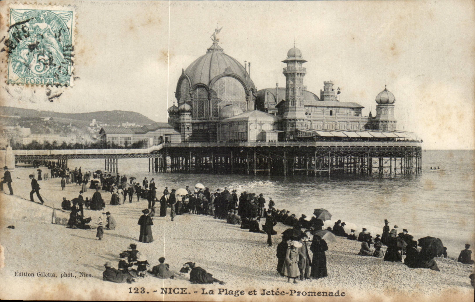 Nice CPA La plage et la jetee promenade