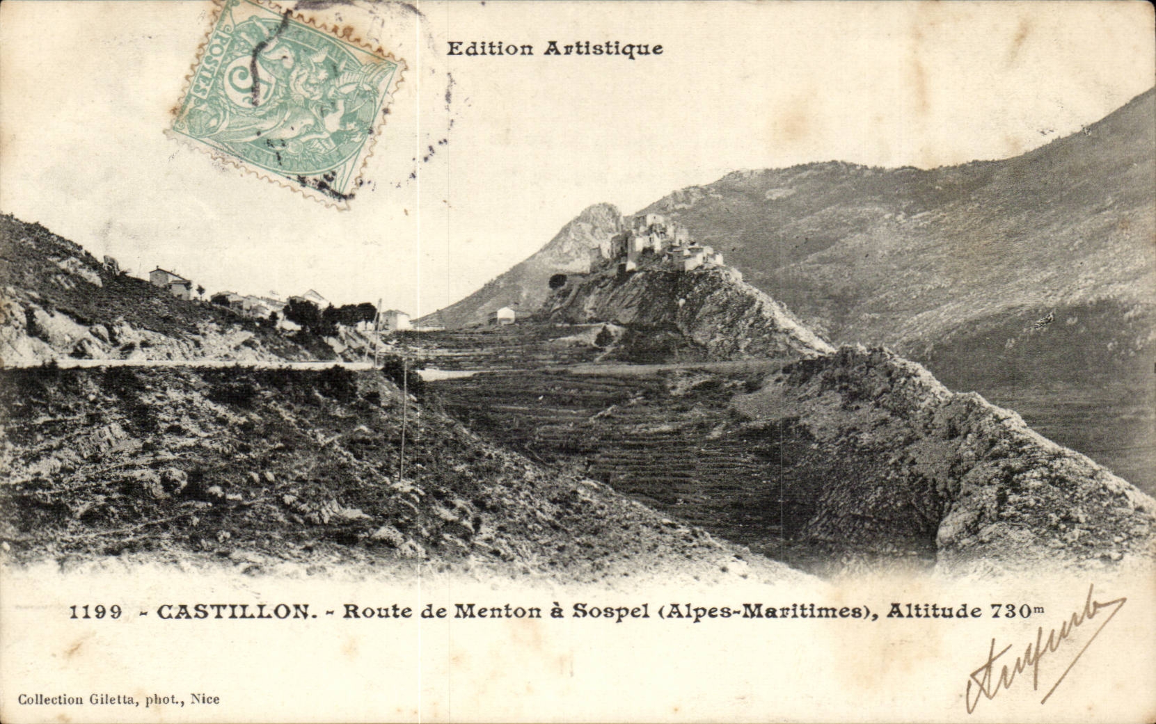 Castillon CPA Route de Menton a Sospel 