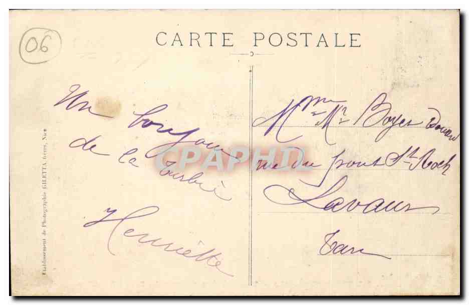 La Turbie CPA Vue generale prise du Mont Bataille — Verso