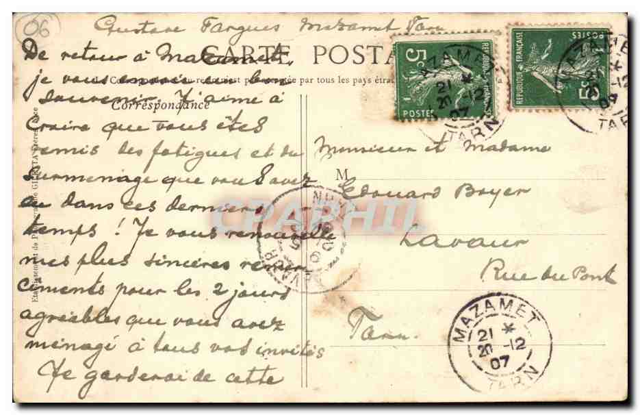 Lacolle sur Loup CPA Vue generale — Rückseite