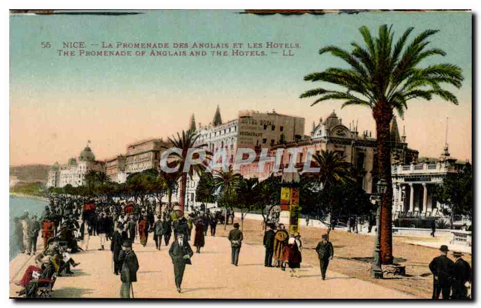 Nice CPA La Promenade des anglais et les hotels (Hotel Royal)