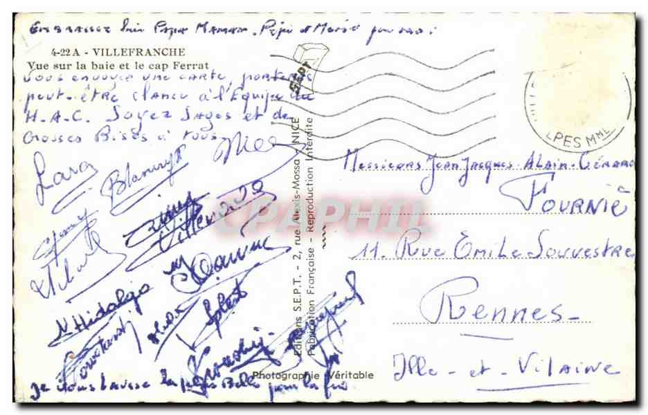 Vue sur la baie et le cap Ferrat — Éd. S.E.P.T. - 2, rue Alais-Mossa, Nice — Reverso