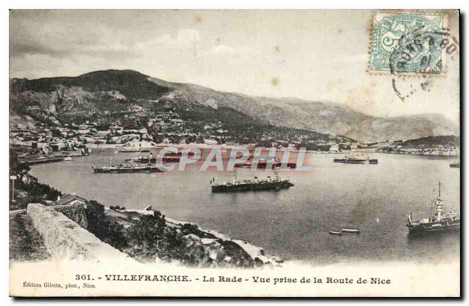 Villefranche CPA La rade Vue prise de la route de Nice