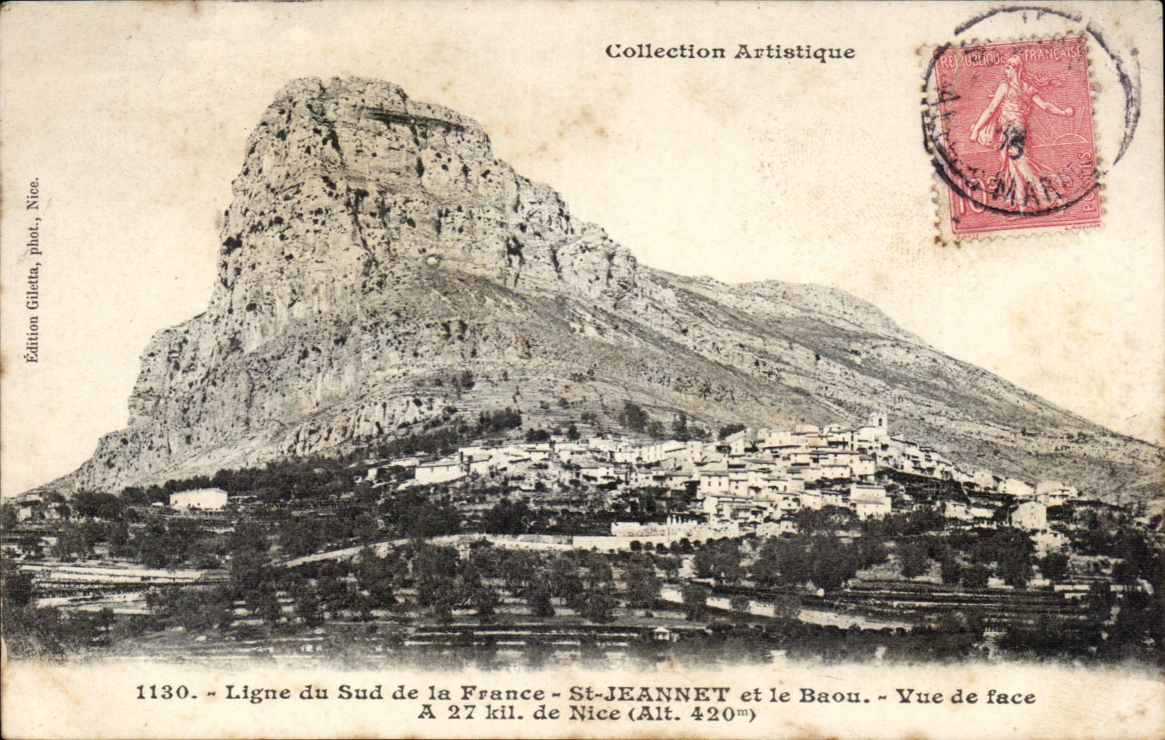 CPA Ligne du sud de la France St Jeannet et le Baou Vue de face