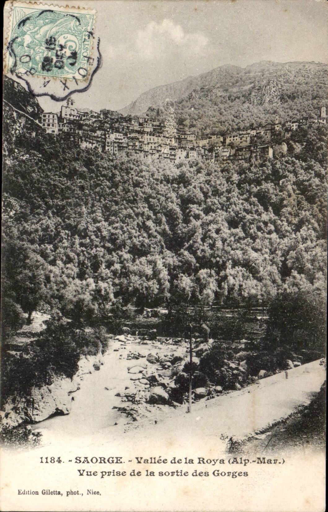 Saorge CPA Vallee de la Roya Vue prise de la sortie des gorges