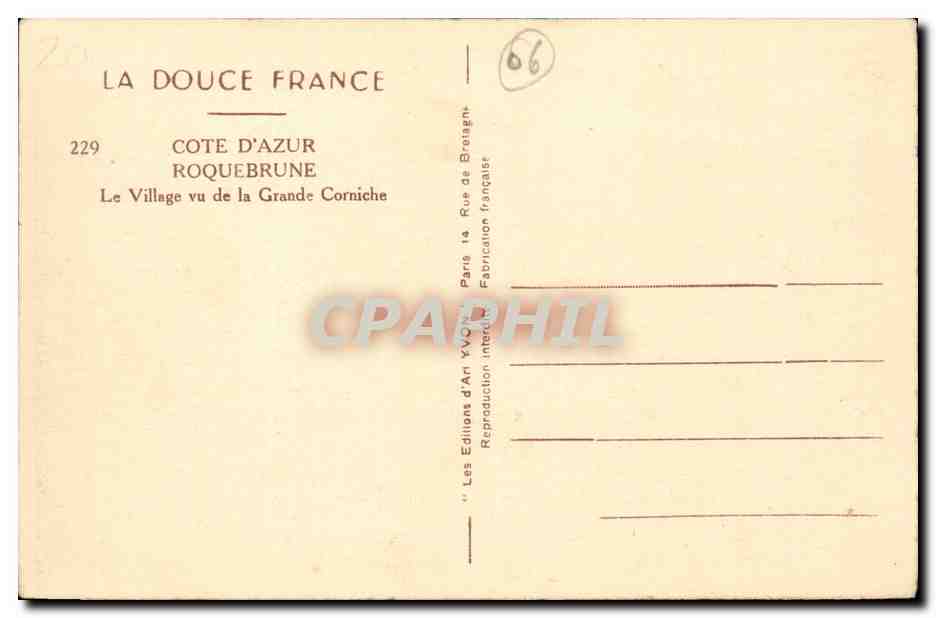 Roquebrune CPA Le village vu de la grande corniche — Rückseite