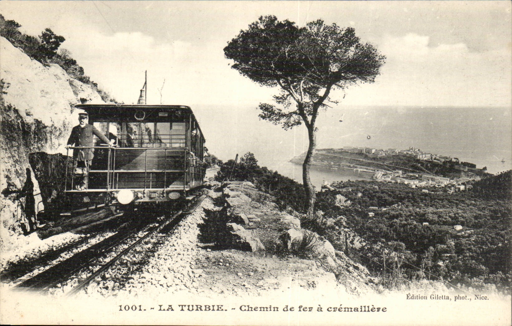 La Turbie — Chemin de fer à crémaillère — Édition Gilelta, phot., Nice, n° 1001