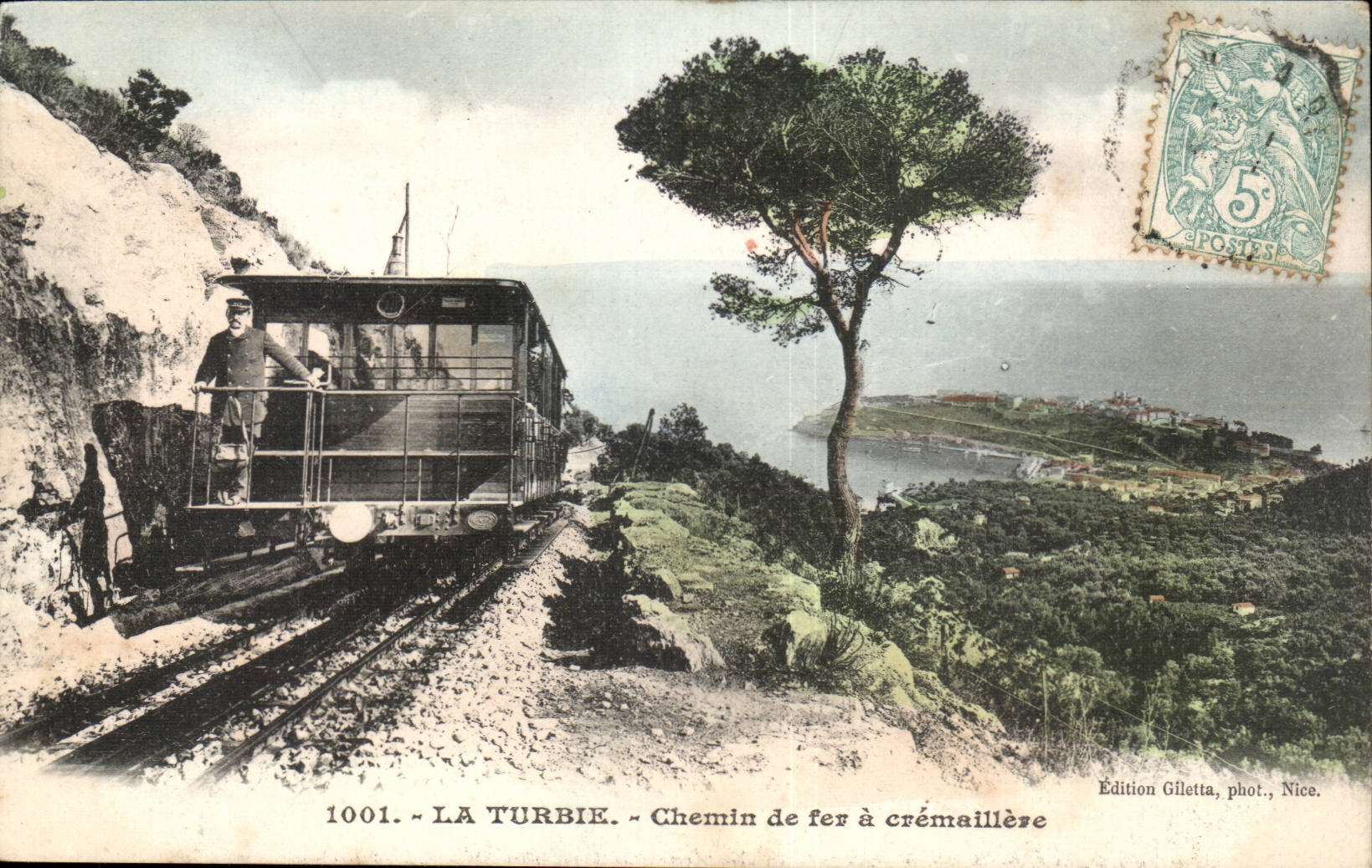 La Turbie — Chemin de fer à crémaillère — Édition Gilletta, phot. Nice, n°1001