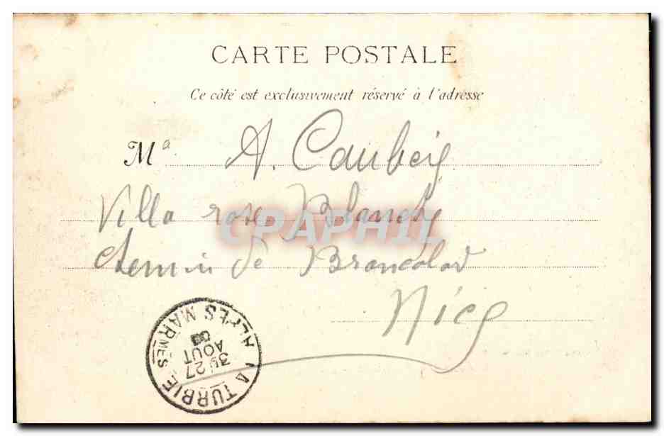 La Turbie - Le Righi d'Hiver et le Mont Agel - CPA  — Verso