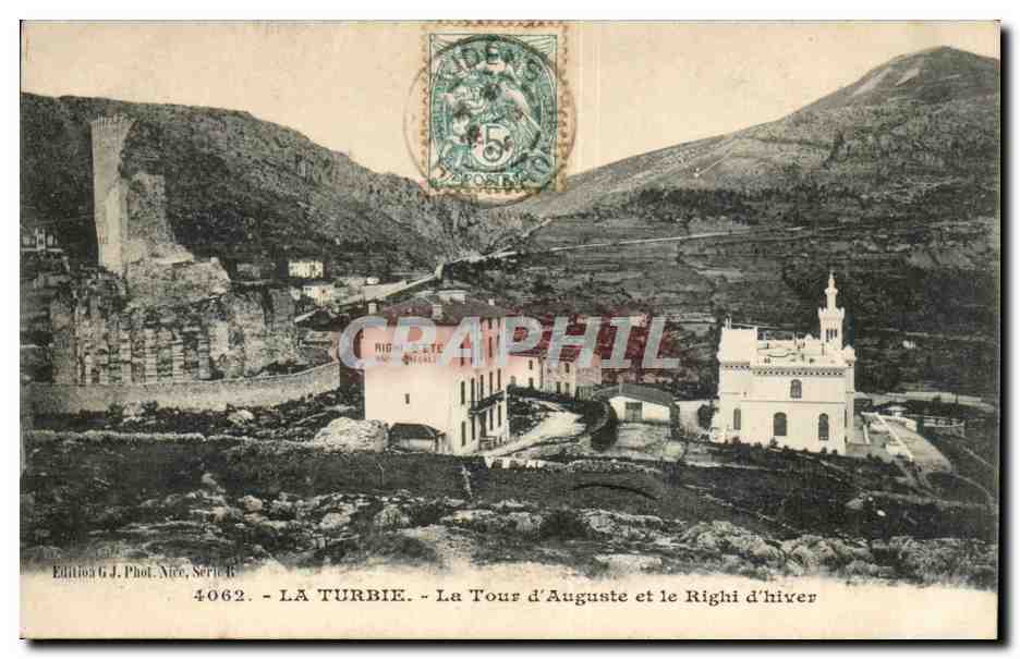 La Turbie - La Tour d'Auguste et le Righi d'hiver - CPA 
