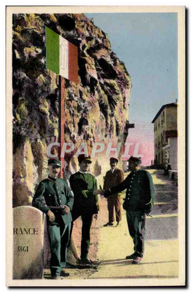 Italia - Italie - Italy - Grimaldi - Doganieri italiani e francese al Ponte S Luigi - CPA 