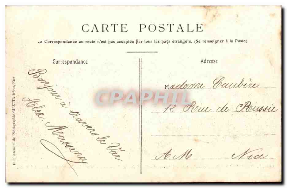 Gattieres - Ligne du la Sud de France - Vallee du Var - Alt 286 m - CPA  — Rückseite