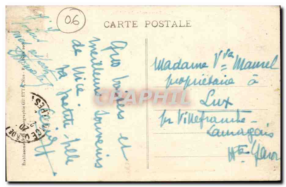 Nice - Souvenir de Nice - CPA  — Rückseite