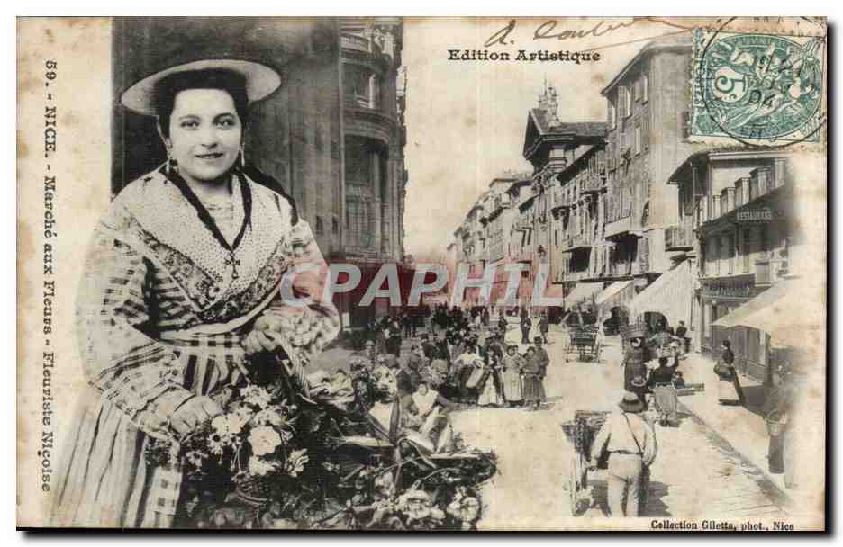 Nice - Marché aux Fleurs - Fleuriste Nicoloise — A. Louin, Édition Artistique, n°59