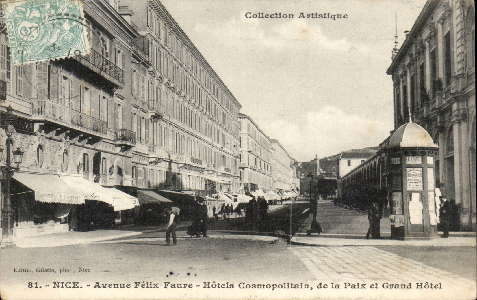 Nice - Avenue Felix Faure - Hotels Cosmopolitain de la Paix et Grand Hotel - CPA 