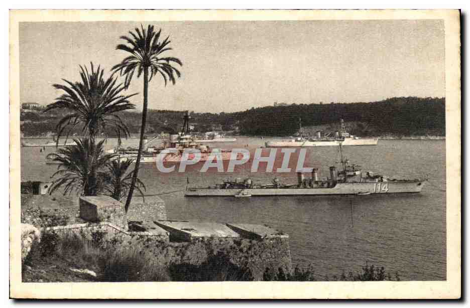 Villefranche-sur-Mer — Ansicht der Bucht, der Citadel und der Flotte — Verlag: Braun & Cie, Imp. Mulhouse-Dornach