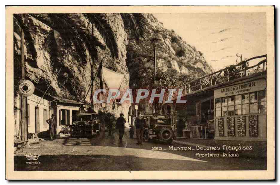 Menton - Douanes Francaises - Frontiera Italiana - automobile - Galerie - CPA 