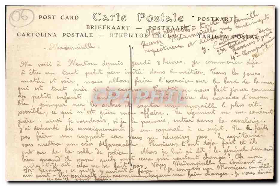 Menton - Le Pont Saint Louis - Frontiere Franco Italienne - CPA  — Verso