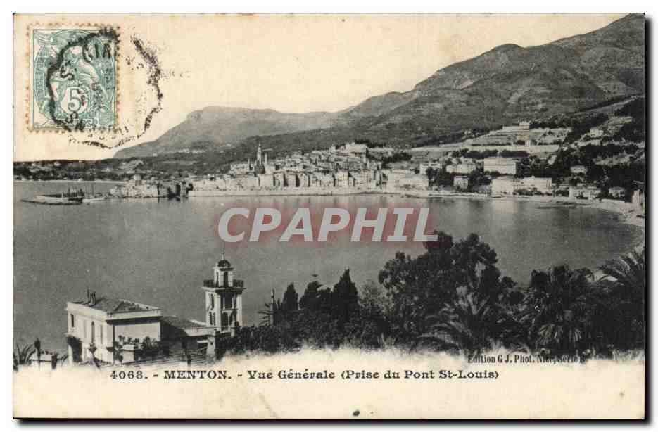 Menton - Vue Generale prise du Pont Saint Louis - CPA 