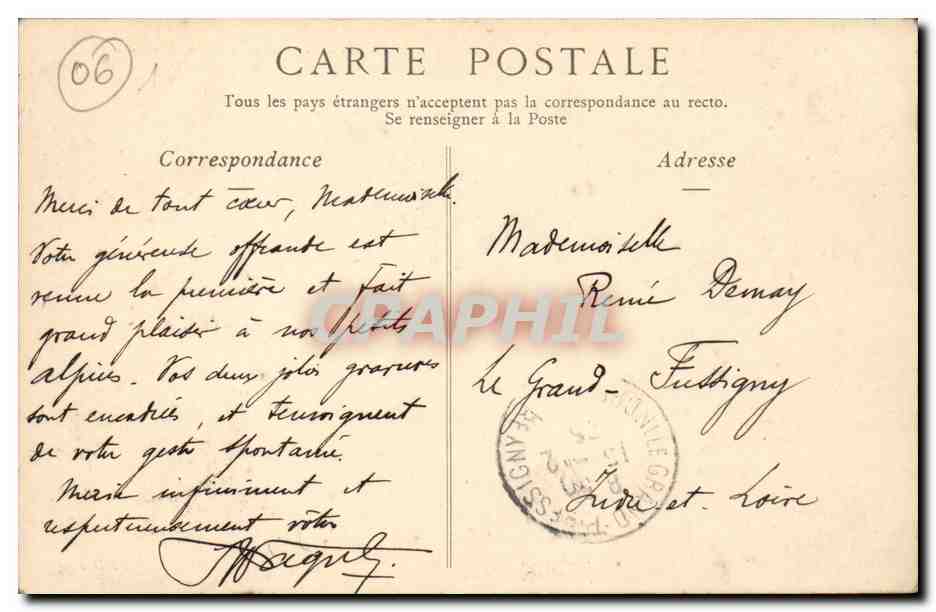 Menton - Le Port et le vieille ville - CPA  — Verso